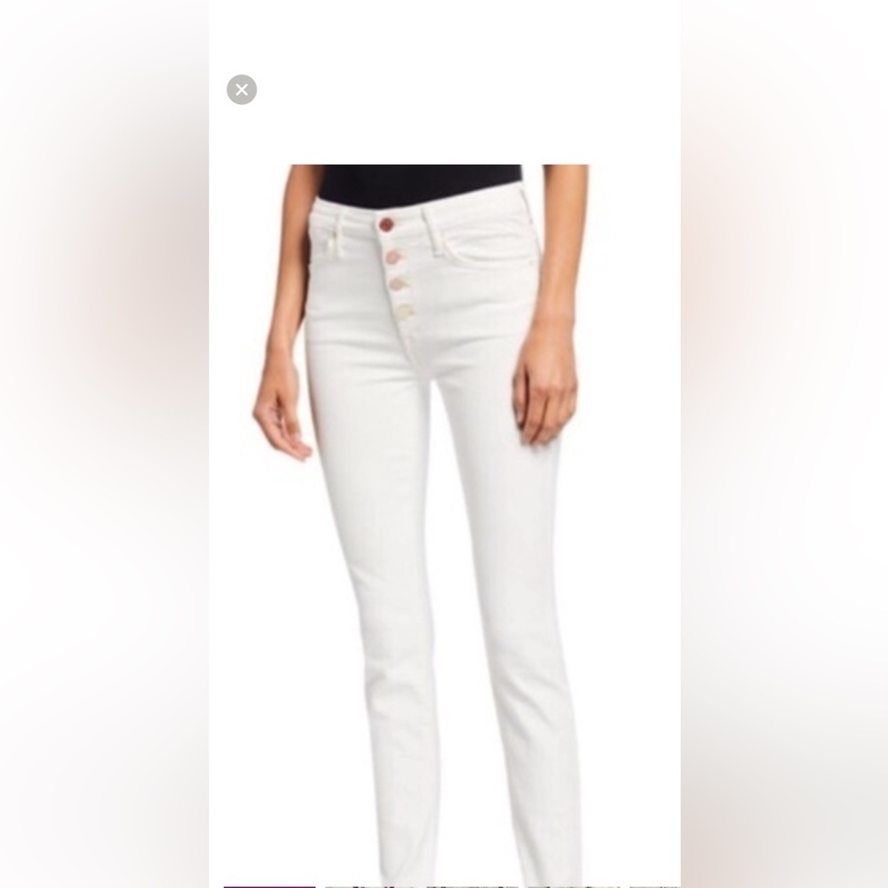 MOTHER Pixie Rainbow Button Jeans in White Size 26 - Picture 3 of 9